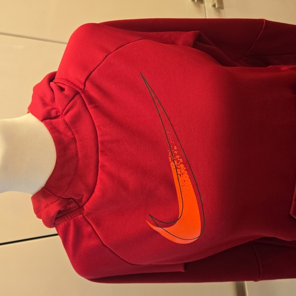 Nike Dri Fit Womens Running Workout Red Hoodie with Orange Swoosh Size Medium - Picture 6 of 10